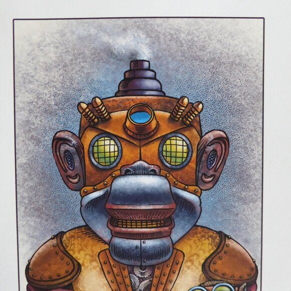 NEW STEAMPUNK MONKEY CONTROLLING ROBOT SIGNED ARTWORK PRINT BY CHET PHILLIPS - Picture 3 of 8